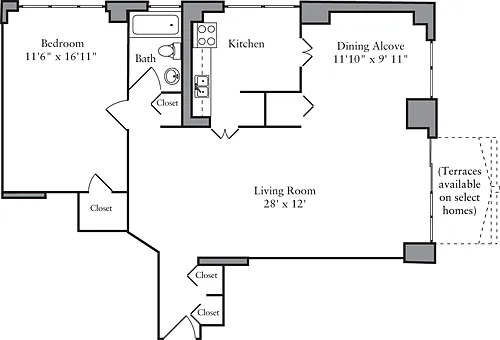 Floor plan 1 Bedroom A