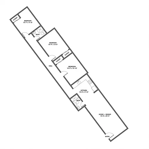 Floor plan 3811 Dawson - 3 Bedroom (#2 and #4) | University C