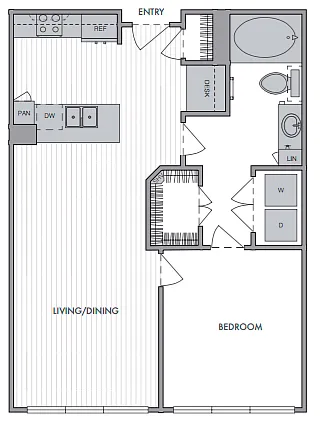 Floor plan 1 Bed_1 Bath_C