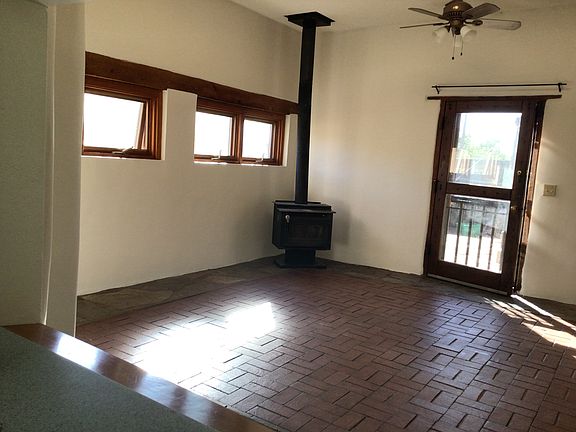 large room with wood stove