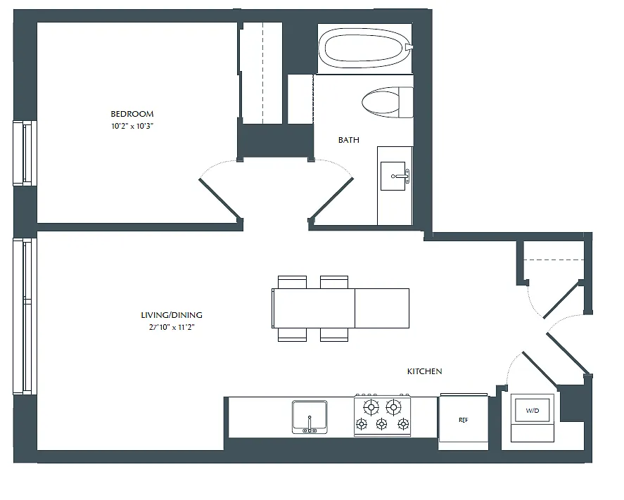 Floor plan 1 Bed/1 Bath_Intersect at O
