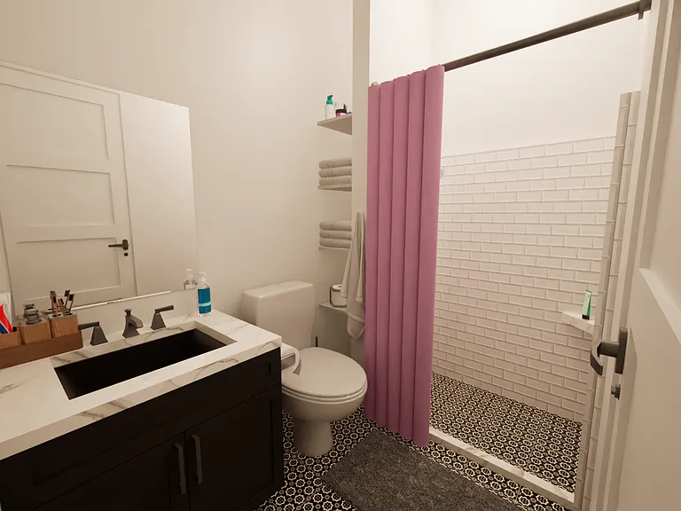 Each suite has it's own bathroom.