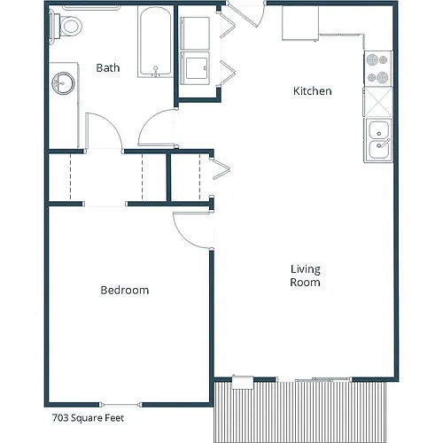 Floor plan One Bedroom 11B