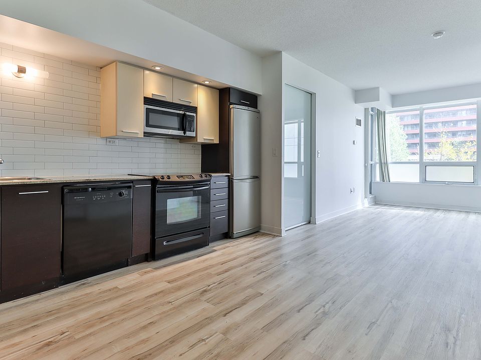 View upon entering the unit. Spacious kitchen and living room