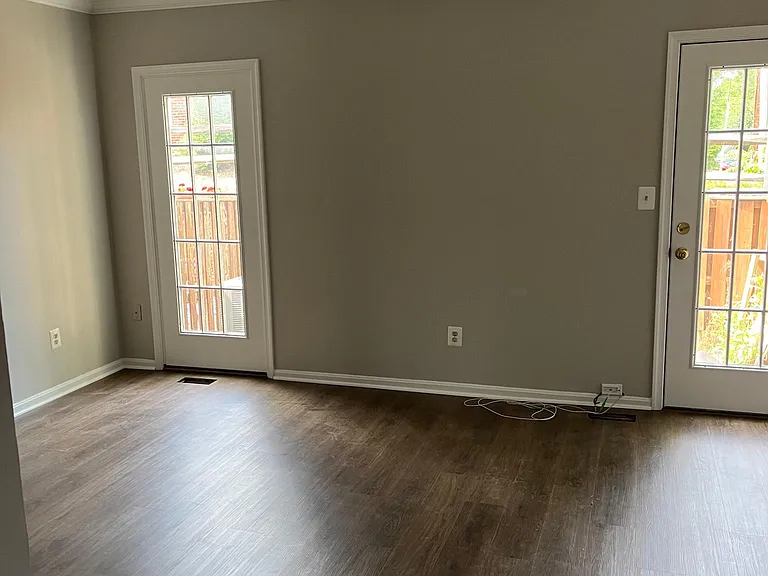 living room (new LVP flooring and paint)