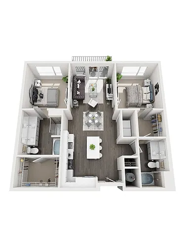 Floor plan 2 Bedroom B1 | 2 Bath