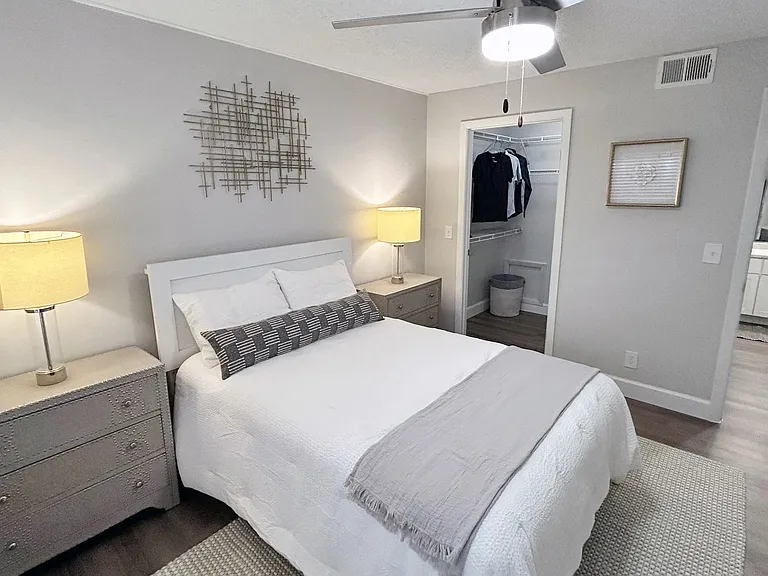 Our primary bedroom offers a large walk-in closet and en suite bathroom!