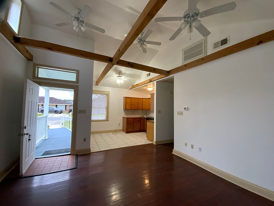 Living room and view of kitchen