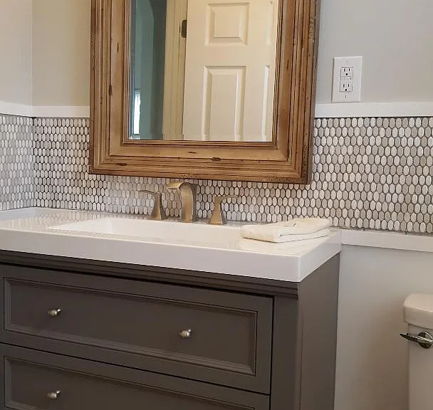 decorator tile in bath and kitchen