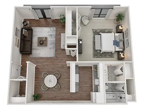 Floor plan 1x1 Main Level Renovated