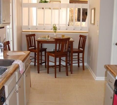 New tile in kitchen, eat-in breakfast nook