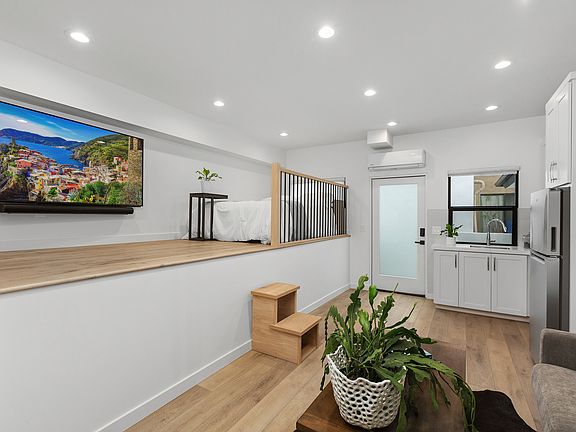 Sleeping space, with oversized TV