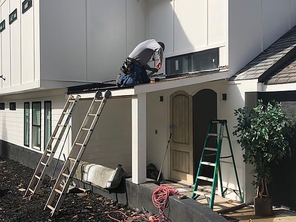 Custom porch with metal roof
