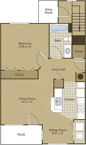 Floor plan 1B upstairs