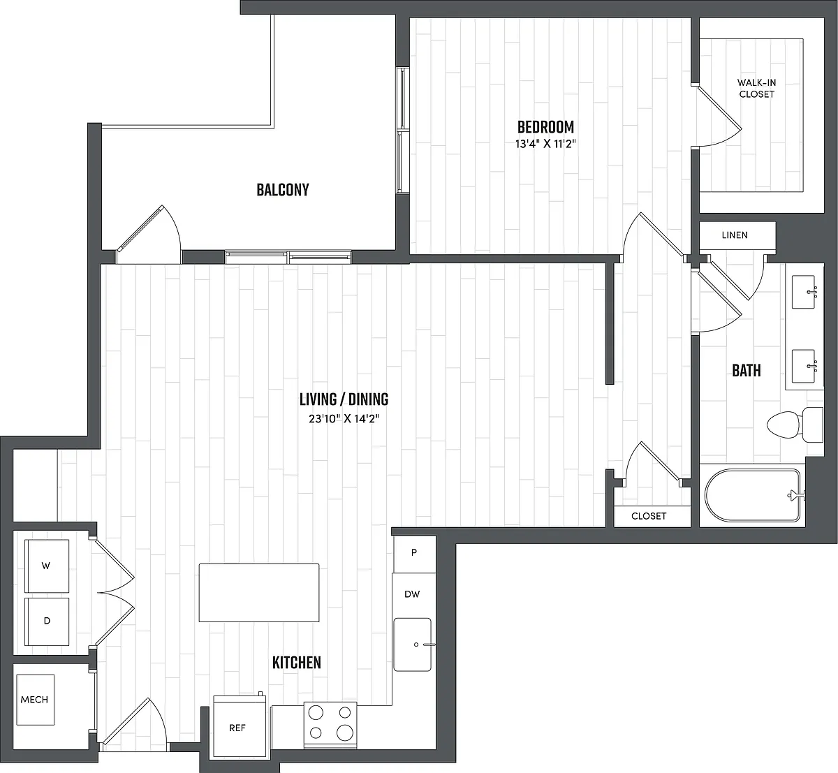 Floor plan 1 Bed/1 Bath-A6