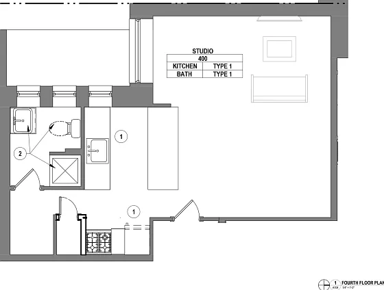 1500 Pine - Apt 400 Floor Plan 1500 Pine - Apt 400 Floor Plan
