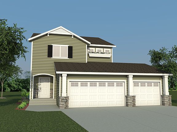 2086 Colonial Elevation 3-Stall Upgraded Exterior