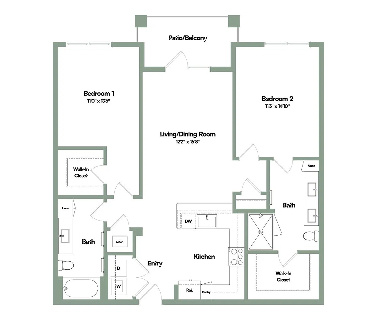 Floor plan The Moment | 2 Bed | 2 Bath