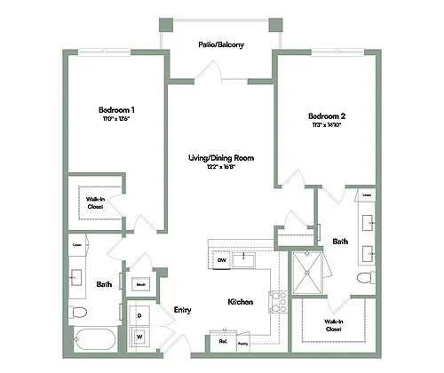 Floor plan The Moment | 2 Bed | 2 Bath