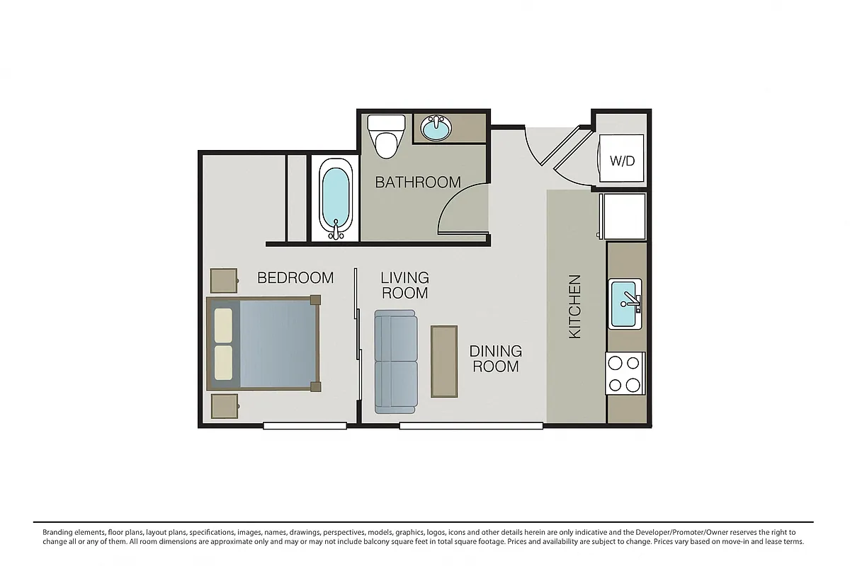 Floor plan Junior One Bed A1