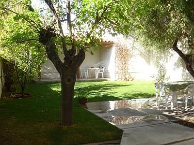 Patios and grassy area