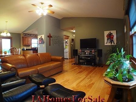 Living Room, Hickory Floor, Valted Ceiling