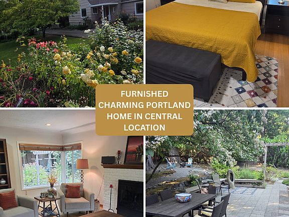 Collage of 4 different area's of this charming furnished rental property