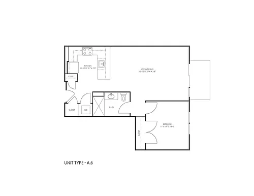 Floor plan A6 One Bedroom One Bathroom