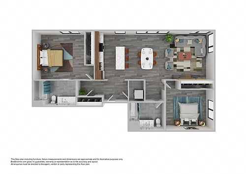 Floor plan 2 Bedroom 2 Bathroom F - Southeast Facing
