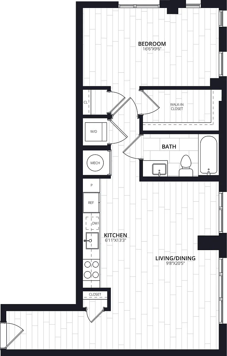 Floor plan 1 Bed/1 Bath-A14