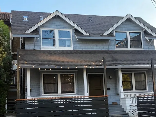 Front of house, new paint and fence