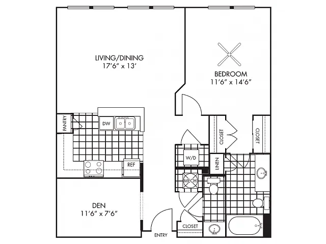 Floor plan 1B-D Den