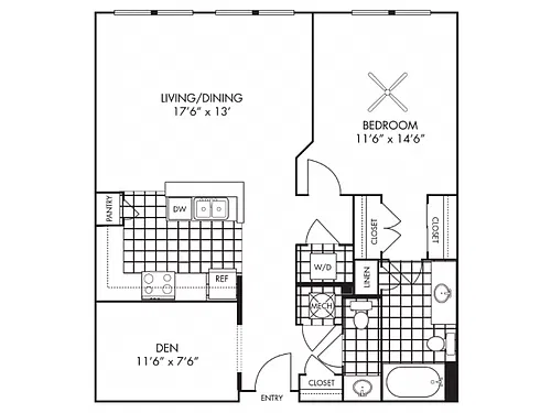 Floor plan 1B-D Den