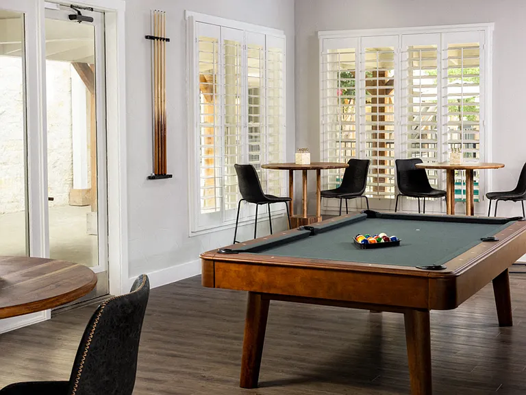 Resident billiards table and pub table seating