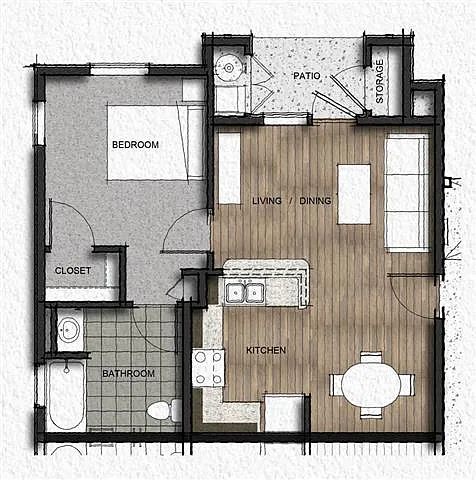 Floor plan 1 Bedroom 1 Bath