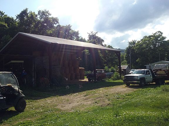 Newer Red iron hay barn