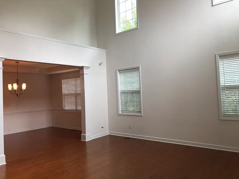first floor living room opens to dinning room