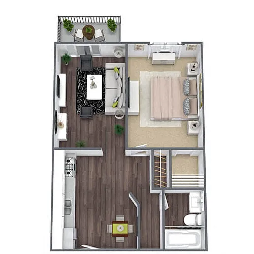 Floor plan A2: 1 Bed 1 Bath