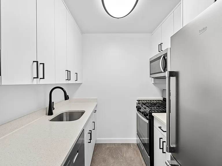 Modern kitchen and sleek stainless steel appliances