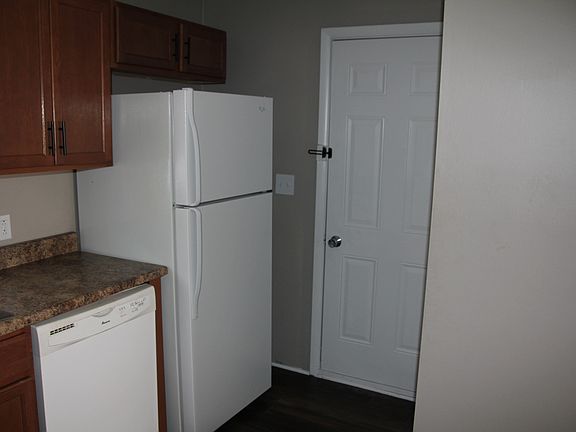 Kitchen area with back door