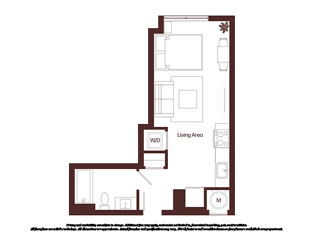 Floor plan 0 Bed - 1 Bath | s02a