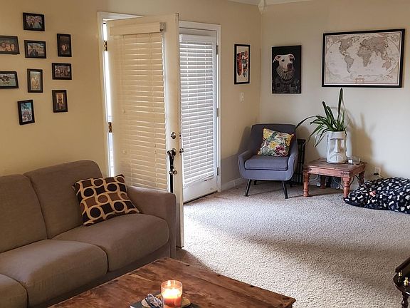 Living room with french doors to the backyard