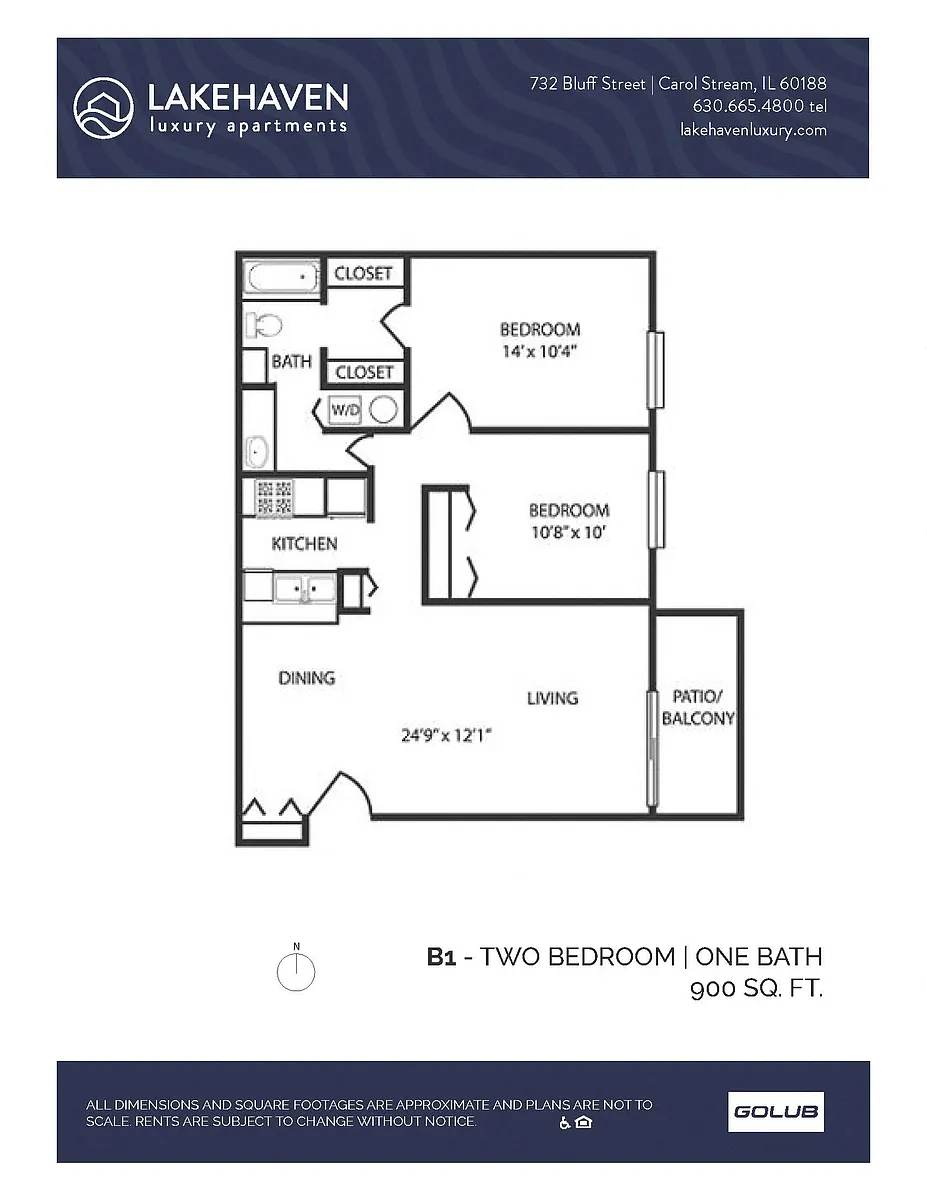 Floor plan 2 Bed 1 Bath (340b1) Classic