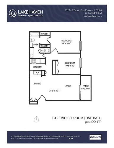 Floor plan 2 Bed 1 Bath (340b1) Classic