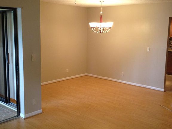 living room with chandelier