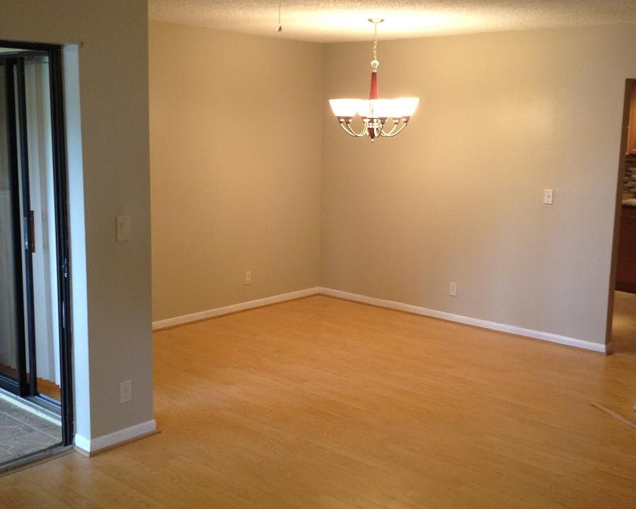 living room with chandelier