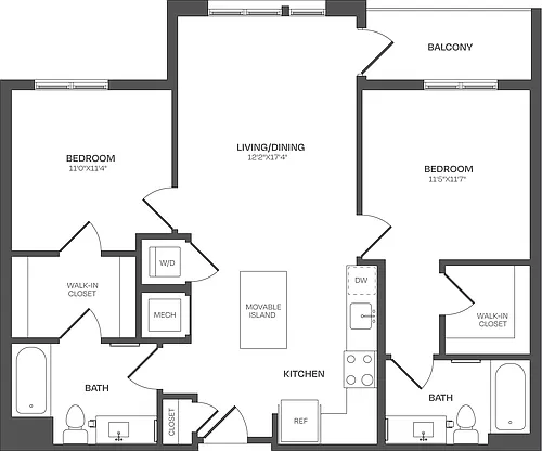 Floor plan 2 Bed/2 Bath-C05