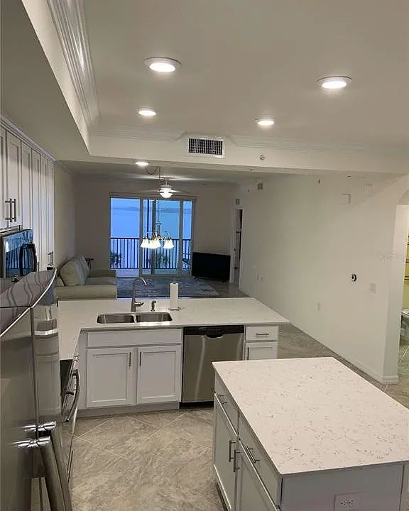 updated kitchen with unobstructed water views