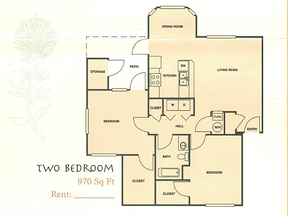 Floor plan 2 Bed 1 Bath