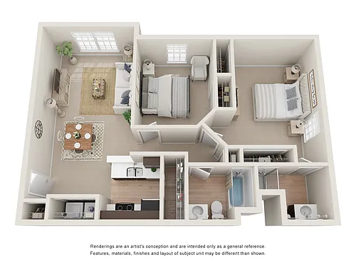 Floor plan 2 Bedroom 2 Bath